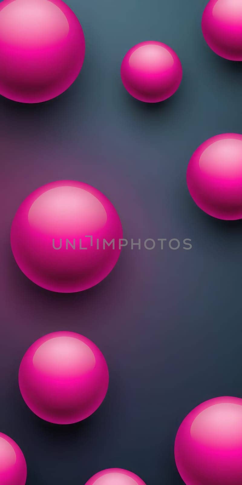 A gradient wallpaper with Spherical shapes using fuchsia and darkslategray colors. Generative AI.