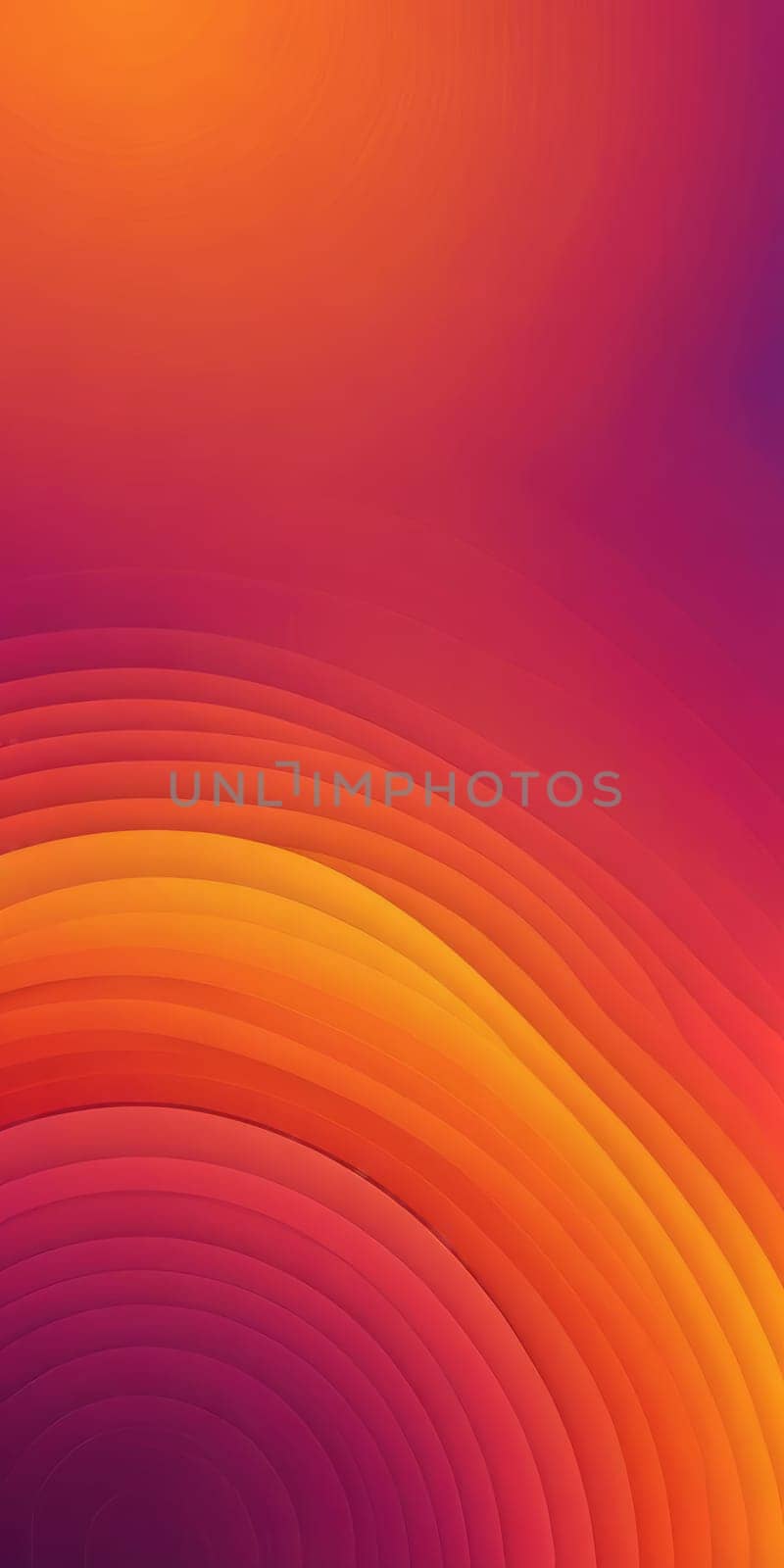 A gradient wallpaper with Concentric shapes using orange and plum colors. Generative AI.