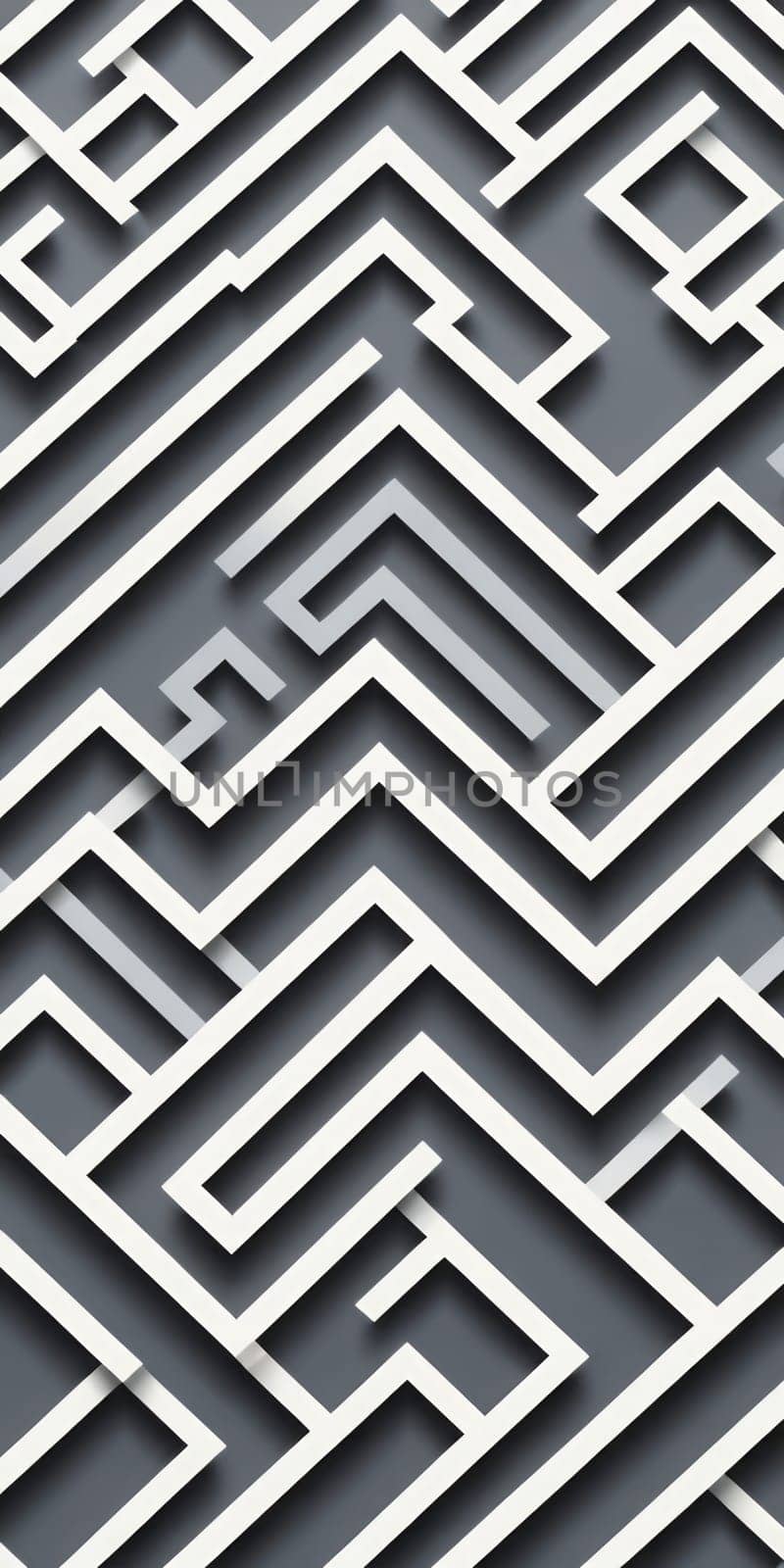 A gradient wallpaper with Labyrinth shapes using gray and antiquewhite colors. Generative AI.