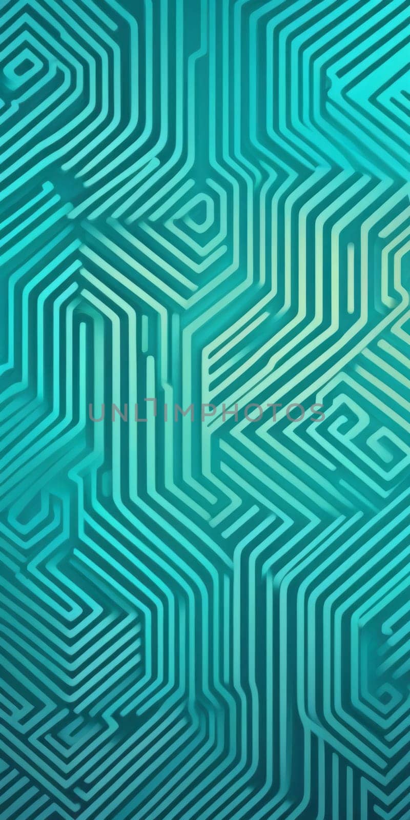 A gradient wallpaper with Labyrinth shapes using teal and paleturquoise colors. Generative AI.