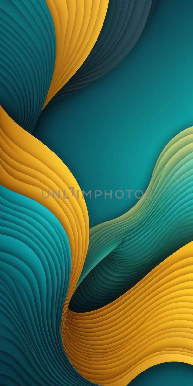 Waved Shapes in Teal and Goldenrod by nkotlyar