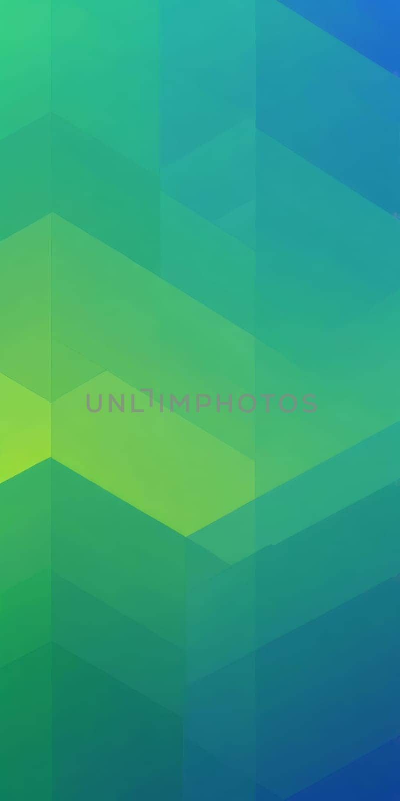 A gradient wallpaper with Octagonal shapes using green and cornflowerblue colors. Generative AI.