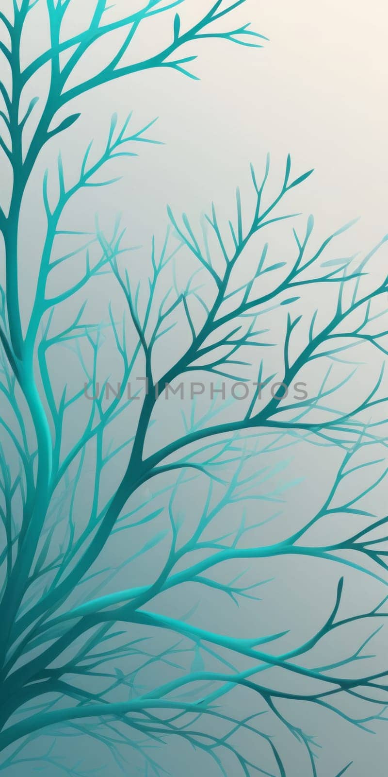 A gradient wallpaper with Branched shapes using gray and paleturquoise colors. Generative AI.