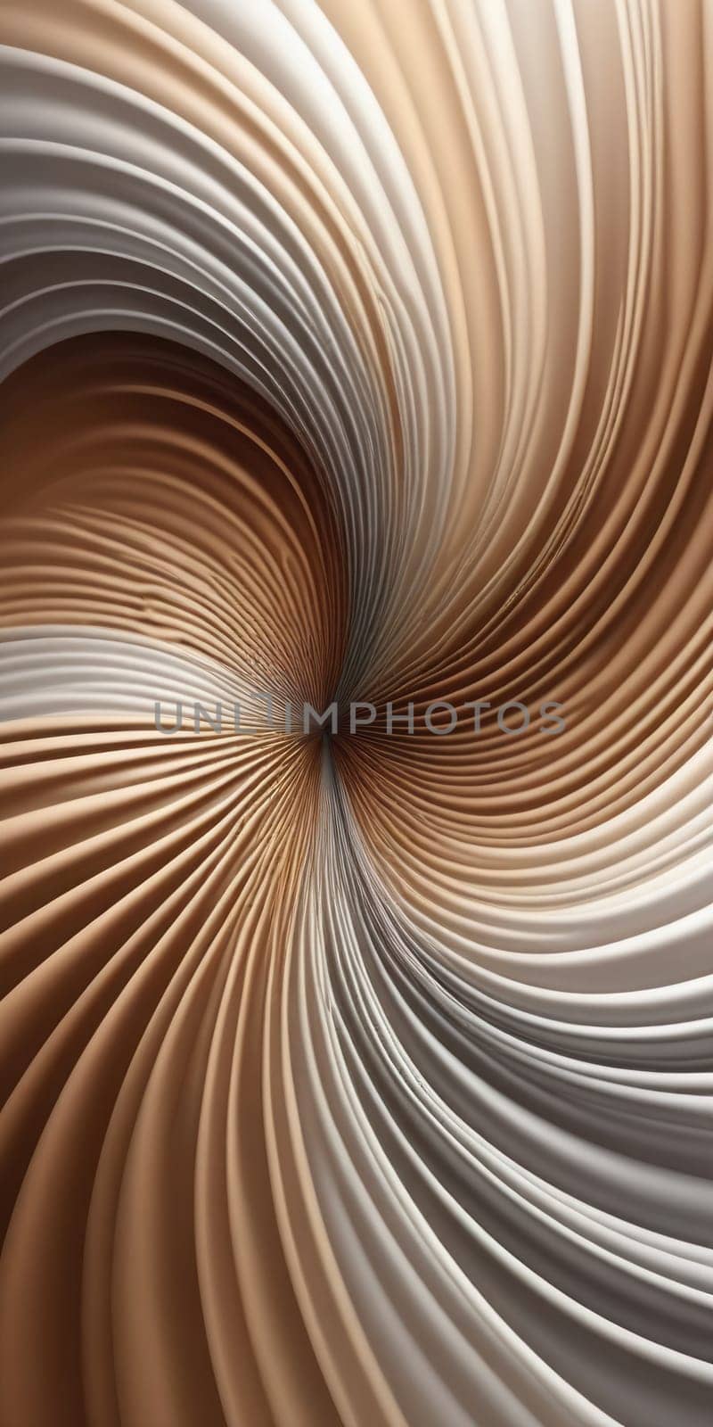 An artwork with Vortex shapes using silver and brown gradient colors. Generative AI.