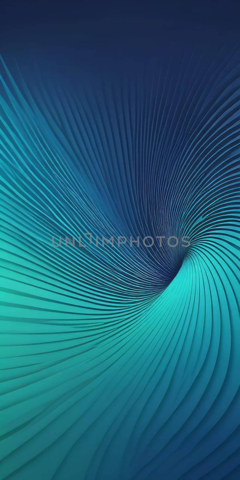 An artwork with Fanned shapes using navy and aqua gradient colors. Generative AI.