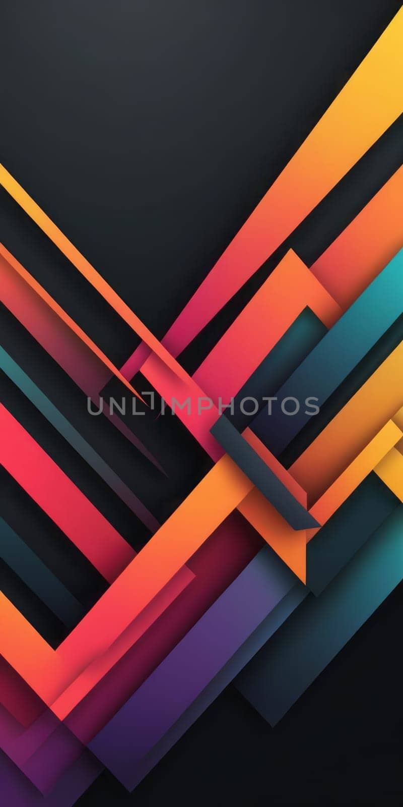 An artwork with Arrow shapes using black and peru gradient colors. Generative AI.