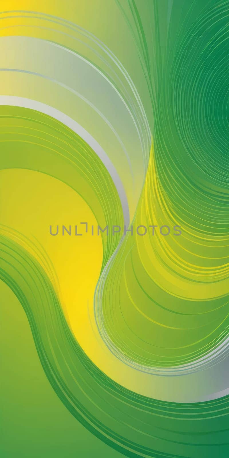 An artwork with Swirled shapes using silver and greenyellow gradient colors. Generative AI.