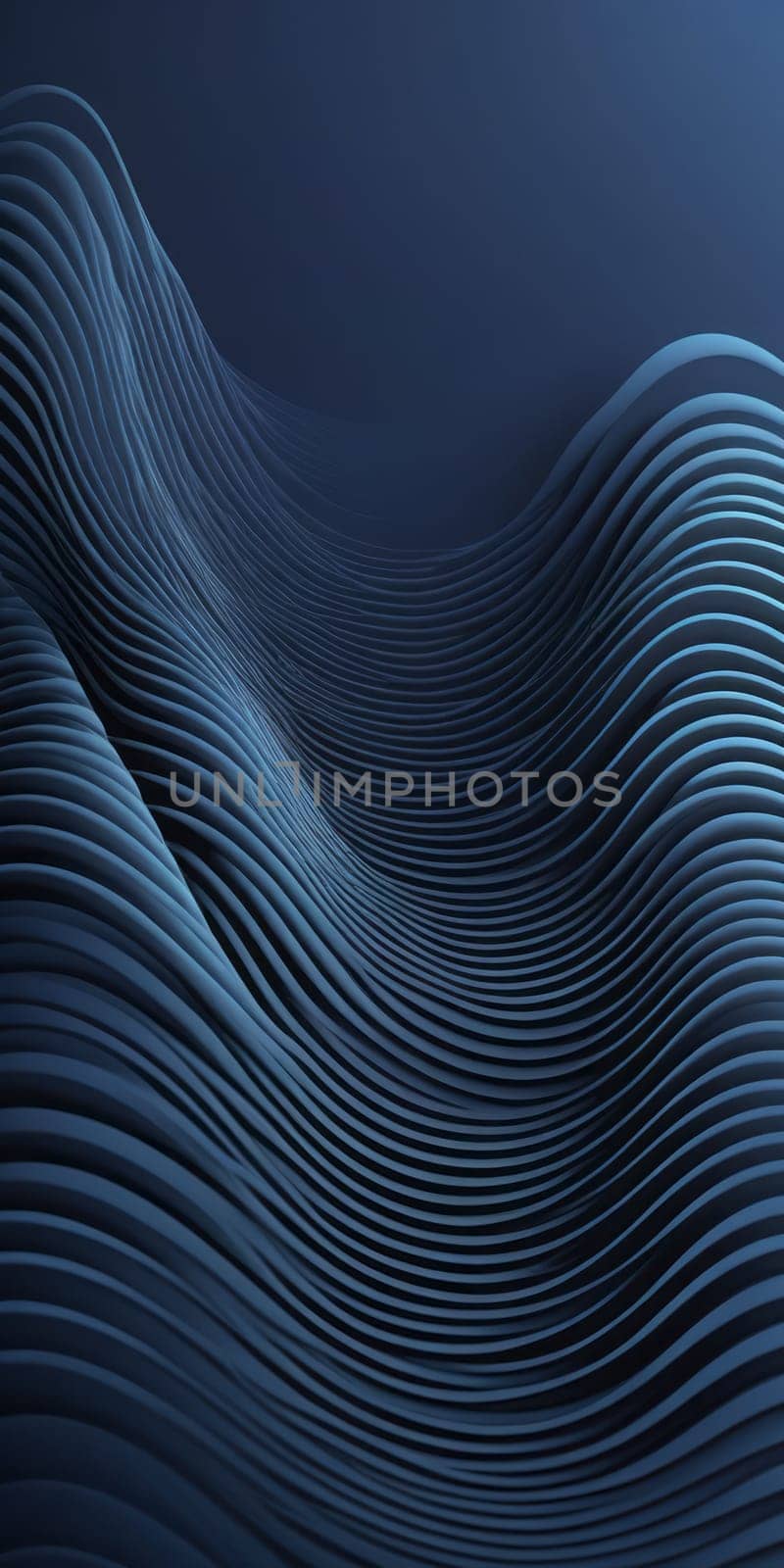 An artwork with Waveform shapes using navy and darkslategray gradient colors. Generative AI.