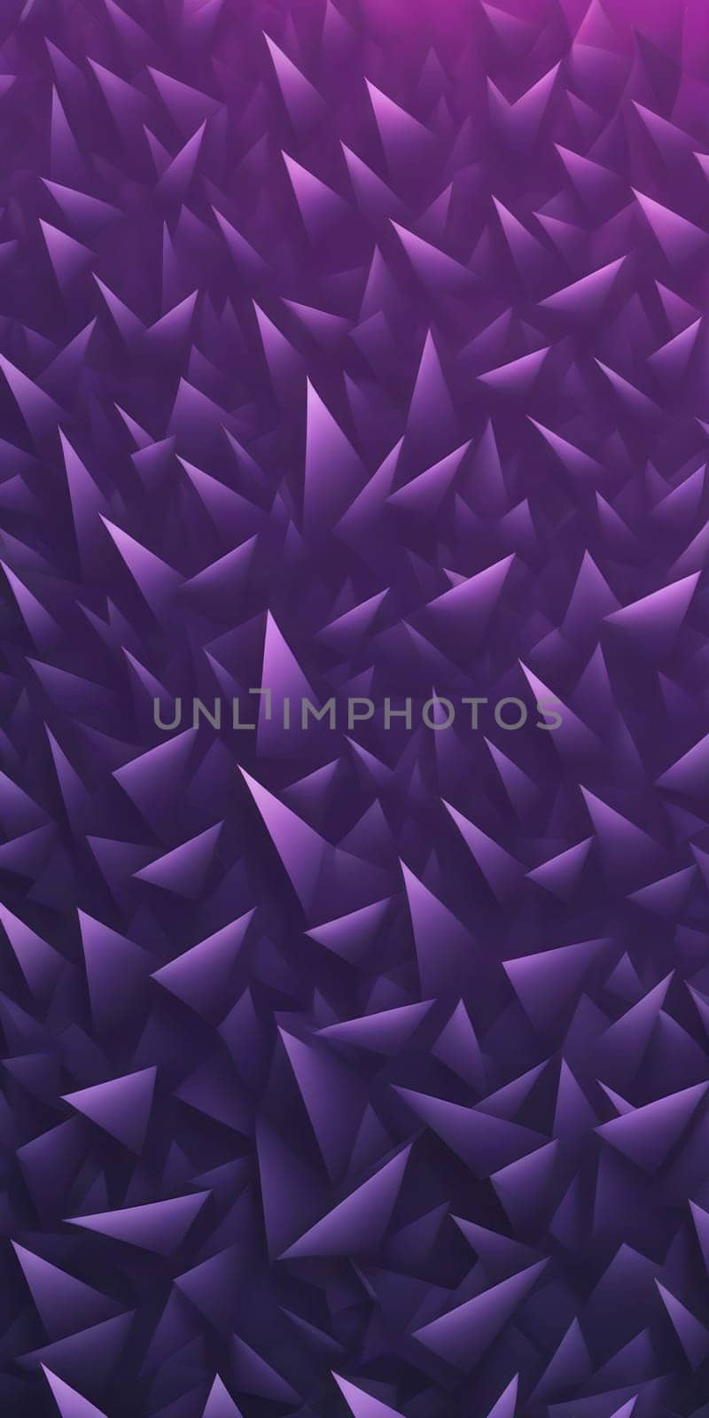 An artwork with Spiked shapes using purple and darkgrey gradient colors. Generative AI.