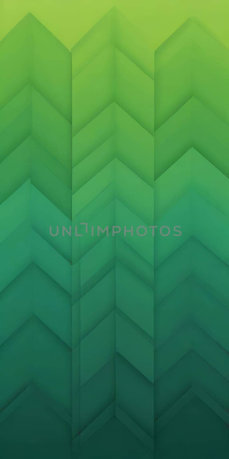 An artwork with Serrated shapes using green and dimgrey gradient colors. Generative AI.