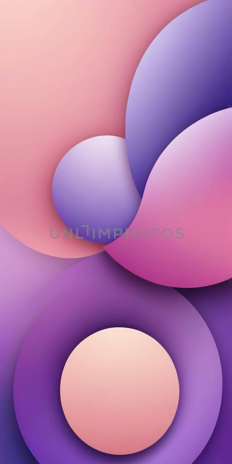 An artwork with Toroidal shapes using purple and lavenderblush gradient colors. Generative AI.