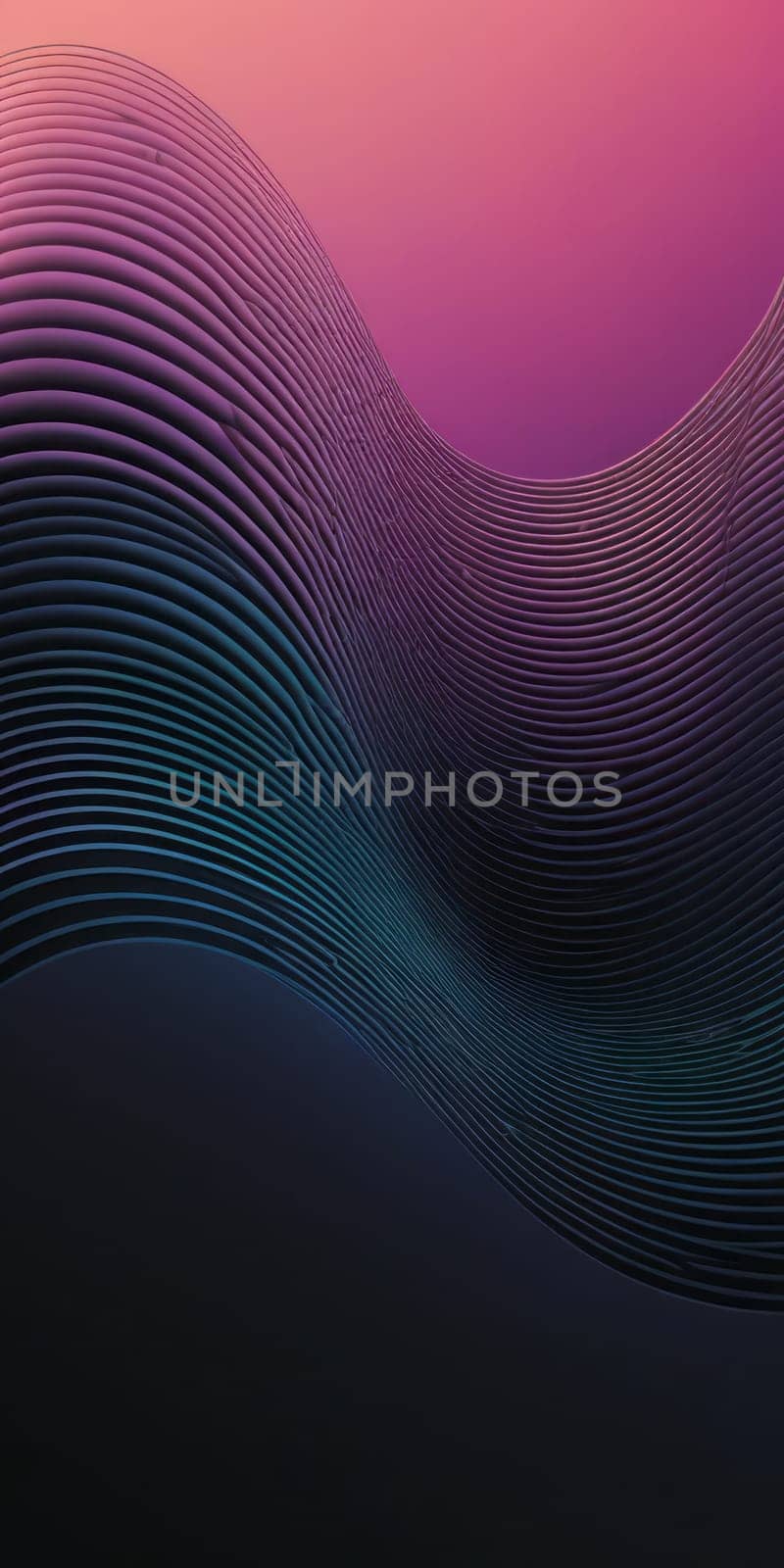 An artwork with Parabolic shapes using black and mediumorchid gradient colors. Generative AI.