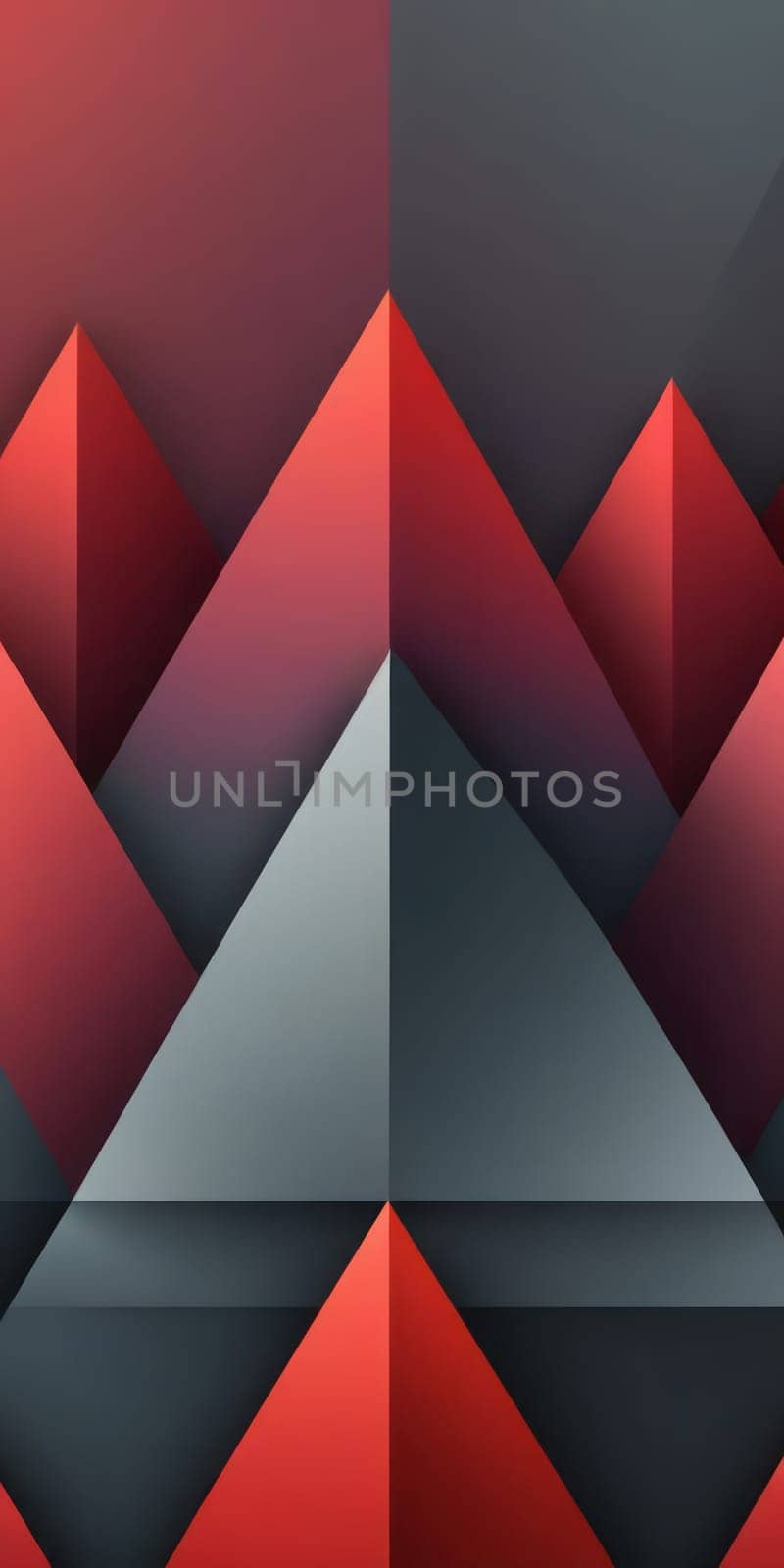 An artwork with Pyramidal shapes using red and darkslategrey gradient colors. Generative AI.