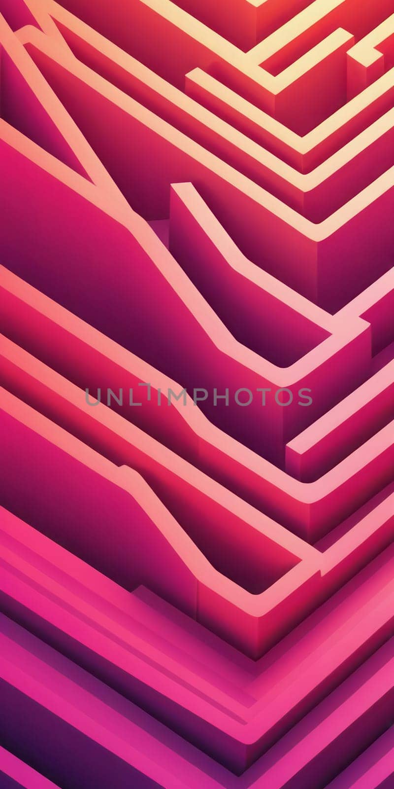 An artwork with Labyrinth shapes using fuchsia and papayawhip gradient colors. Generative AI.