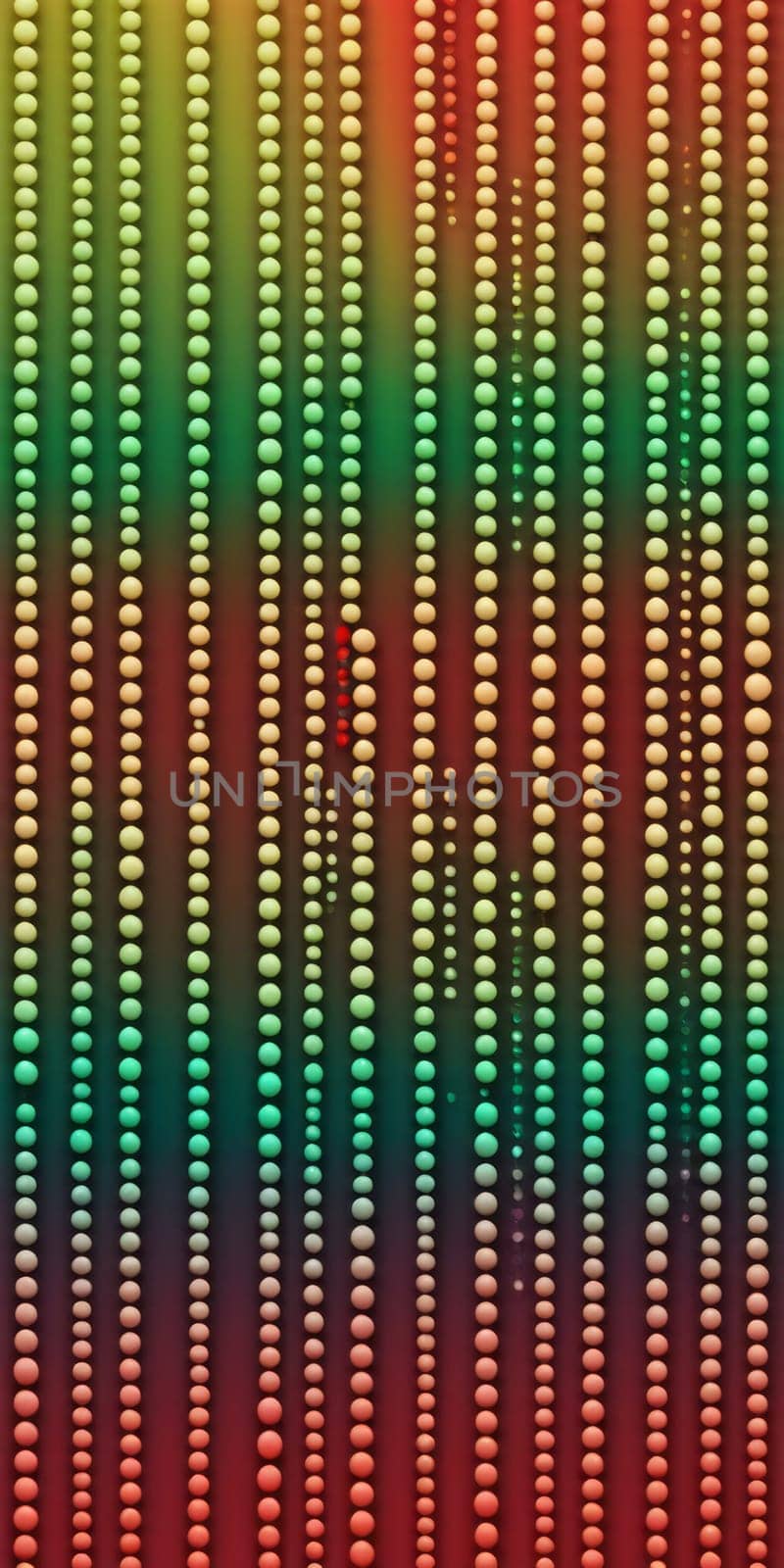 An artwork with Beaded shapes using red and palegreen gradient colors. Generative AI.