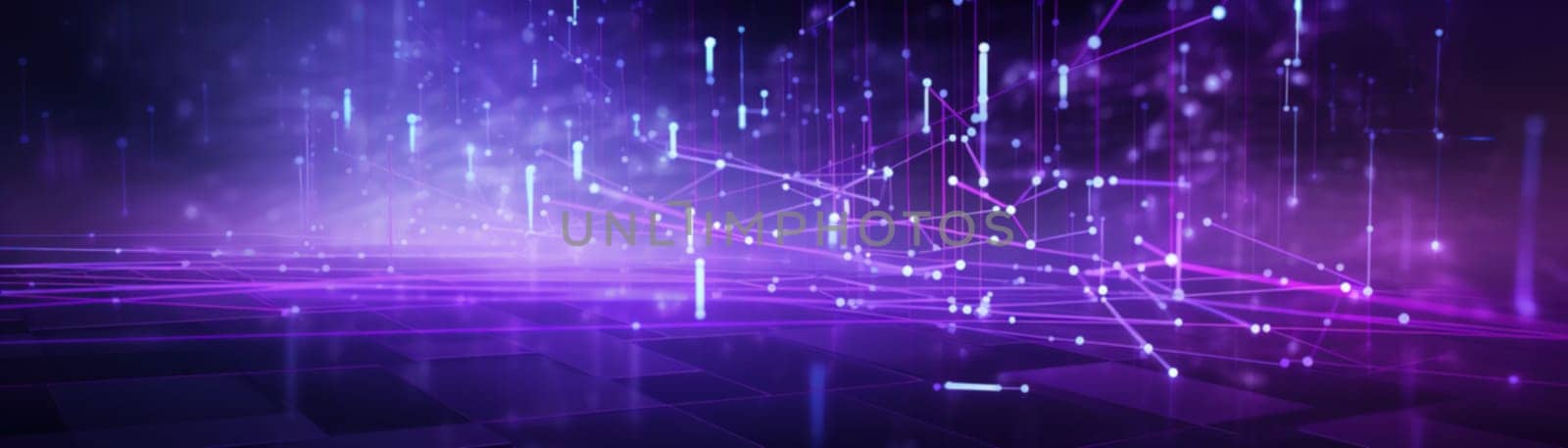 Abstract futuristic background with purple neon lights. IT, cyberspace, computer data transfer. Perfect for technology and cyber concepts. Virtual reality, artificial intelligence. Generative AI