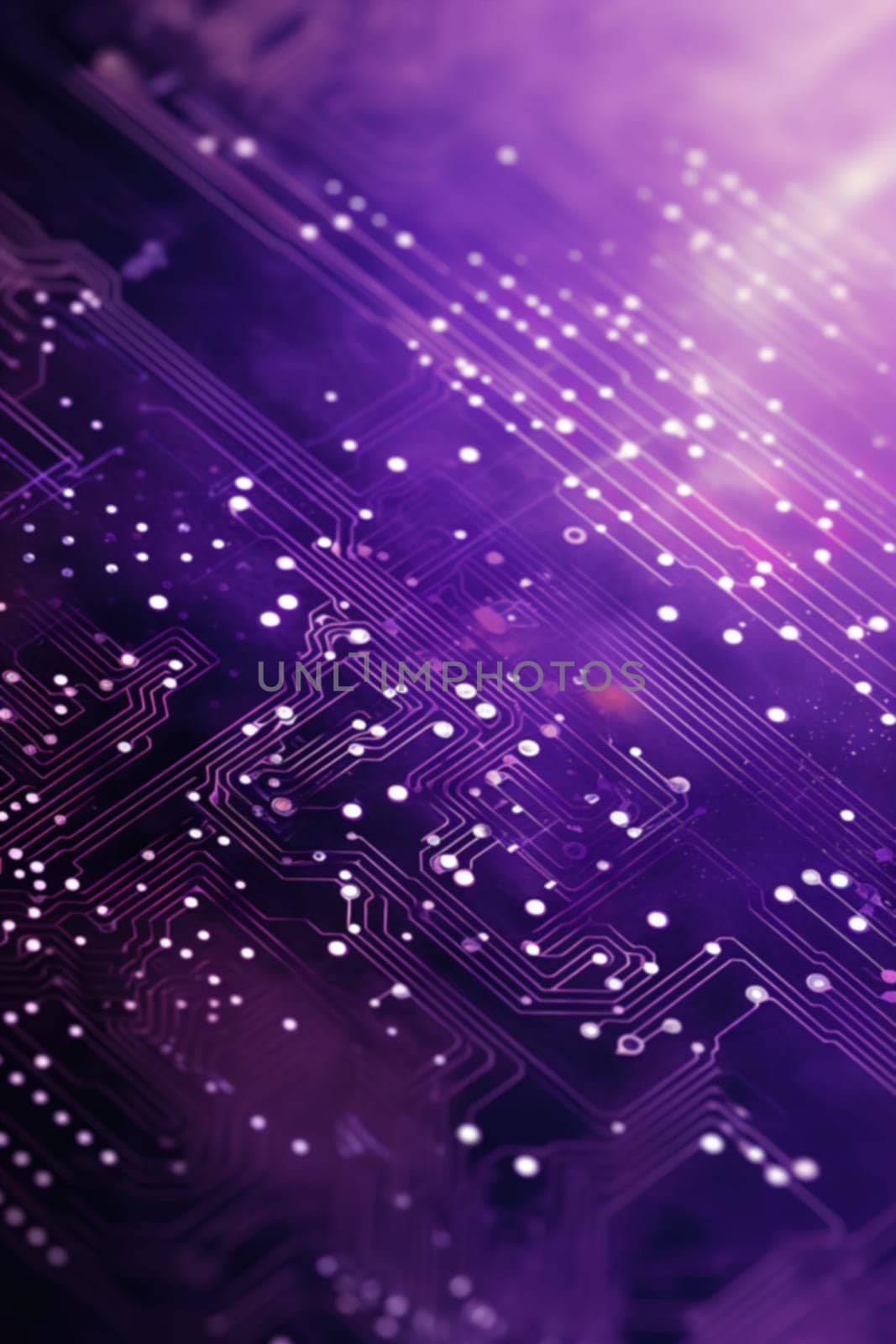 Abstract futuristic background with purple neon lights. IT, cyberspace, computer data transfer. Perfect for technology and cyber concepts. Virtual reality, artificial intelligence. Generative AI. by creativebird