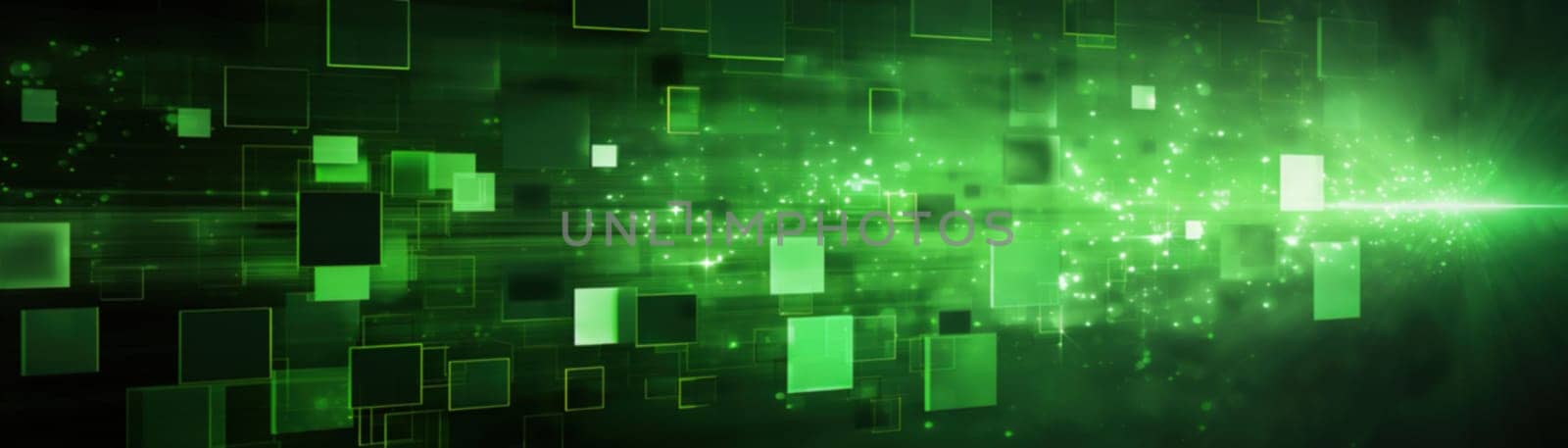 Abstract futuristic background with green neon lights. IT, cyberspace, computer data transfer. Perfect for technology and cyber concepts. Virtual reality, artificial intelligence. Generative AI