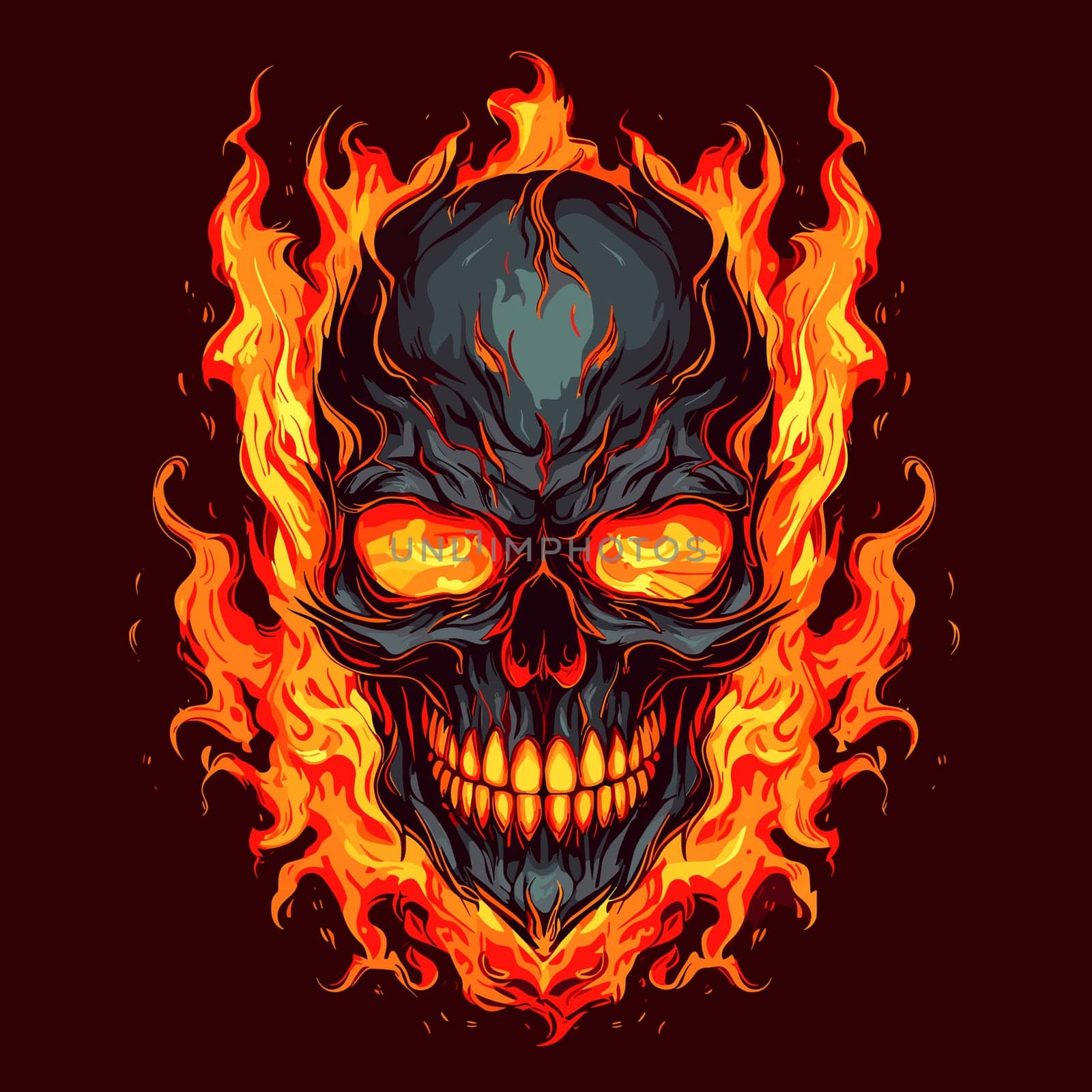 Skull in psychedelic vector pop art style. Graphic design for t-shirt print, sticker, poster, etc.