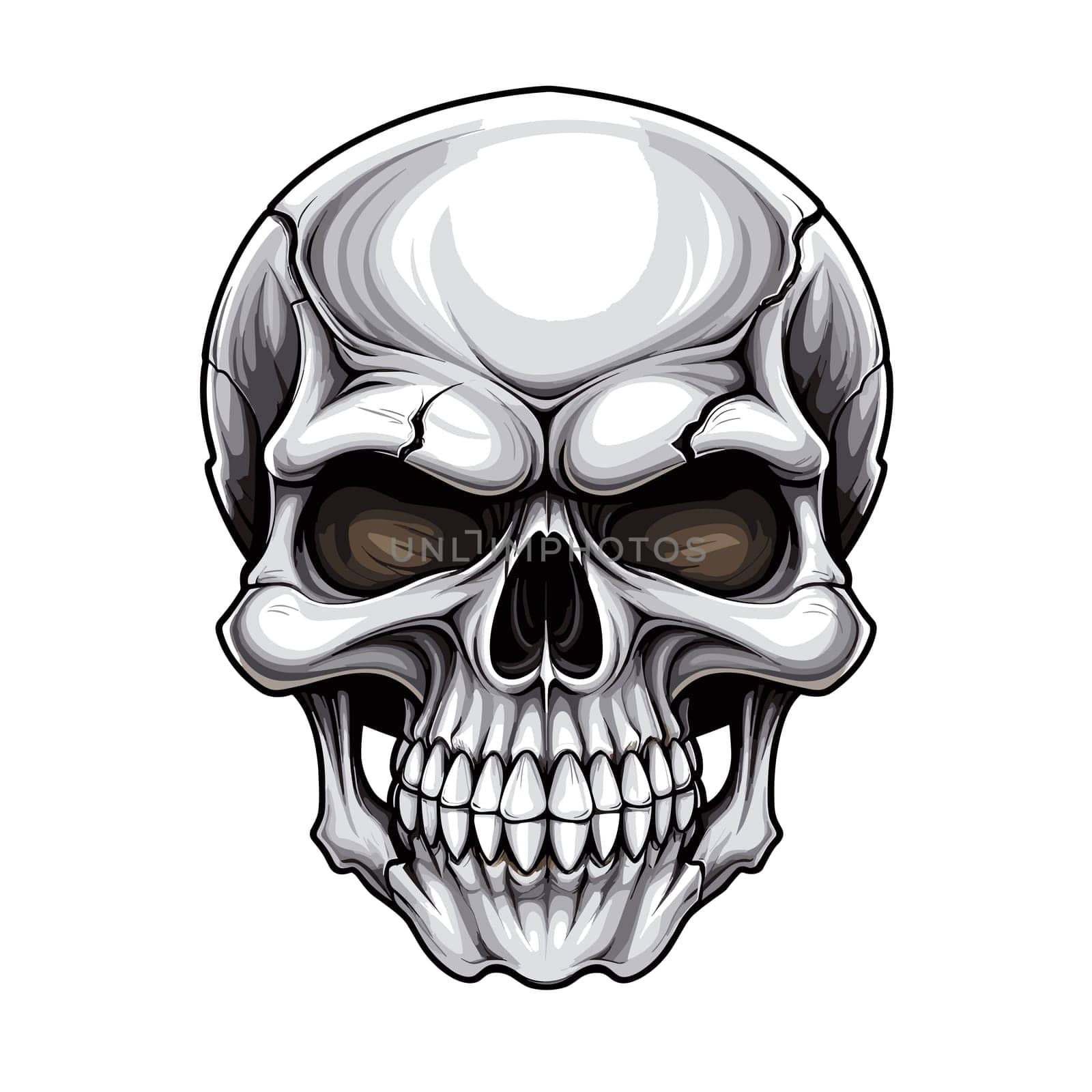 Skull in psychedelic vector pop art style. Graphic design for t-shirt print, sticker, poster, etc.