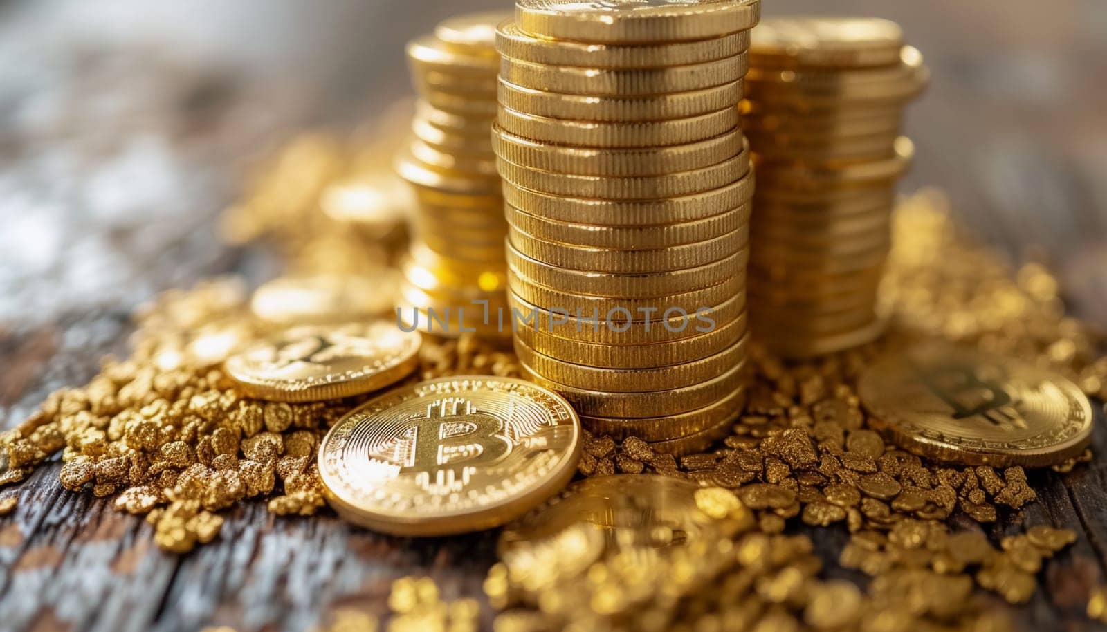 Bitcoin, close-up of a cryptocurrency coin by Nadtochiy