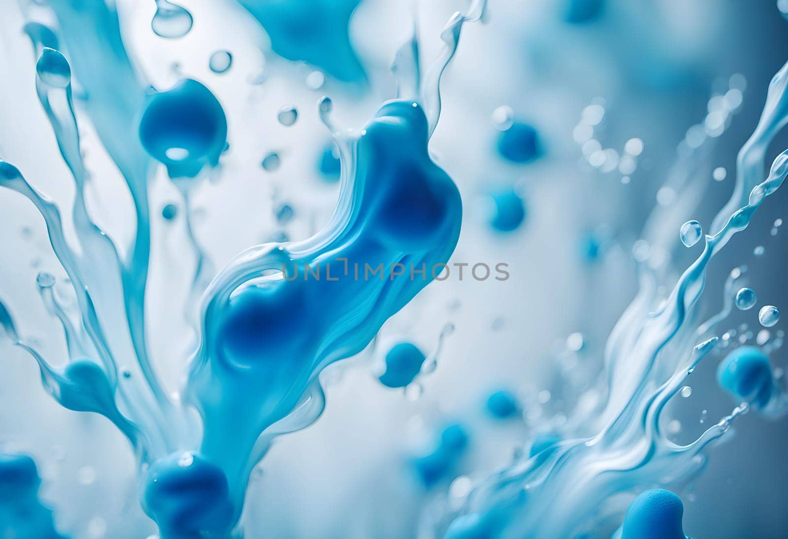 Color drop of blue and white paint