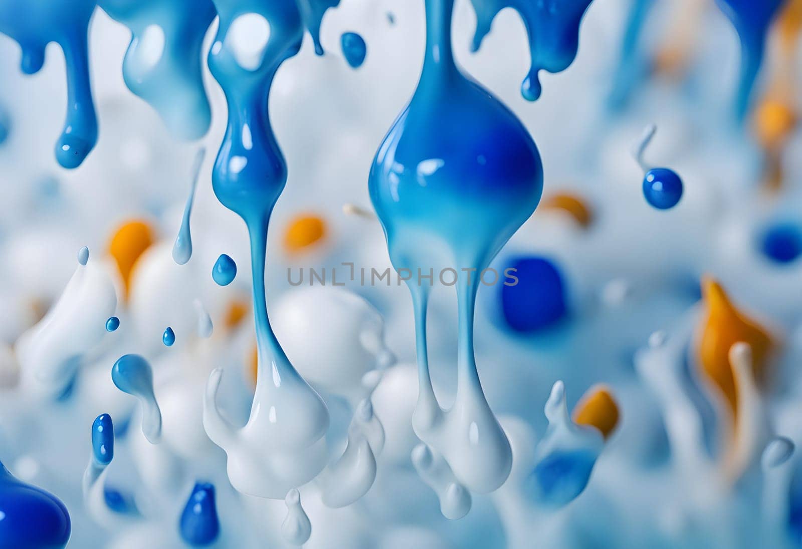 Color drop of blue and white paint