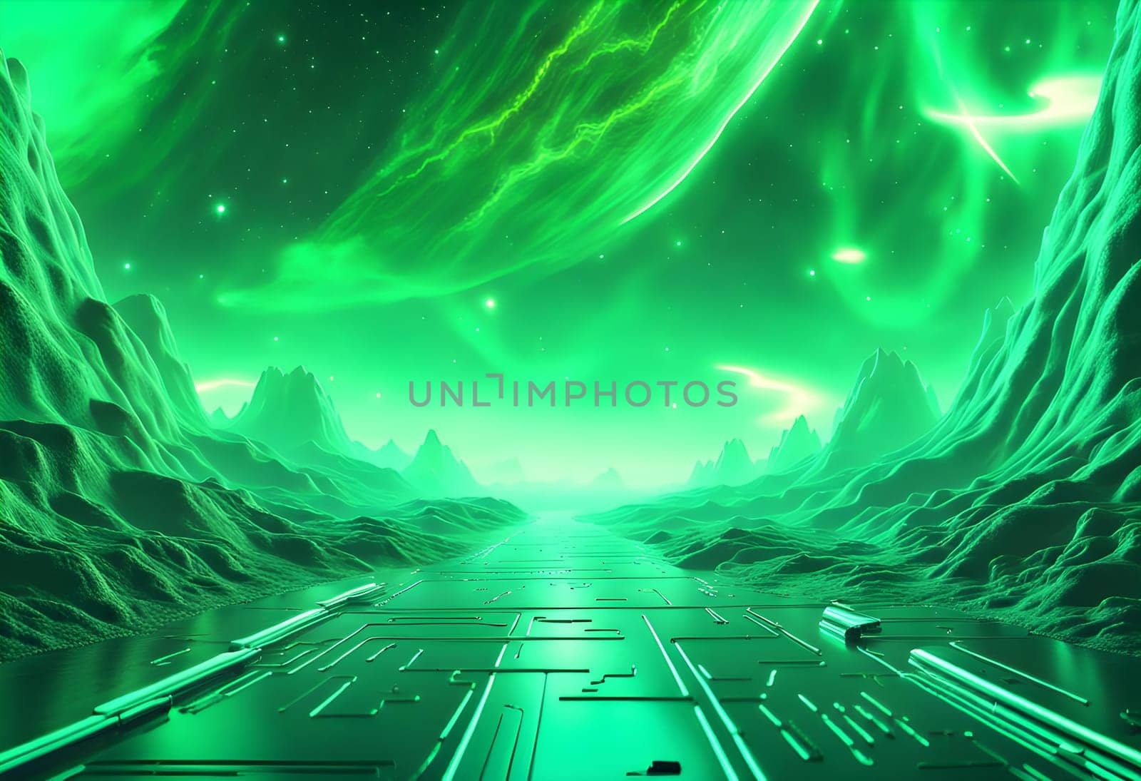 Green Cosmic Gas Background by designbyhassan