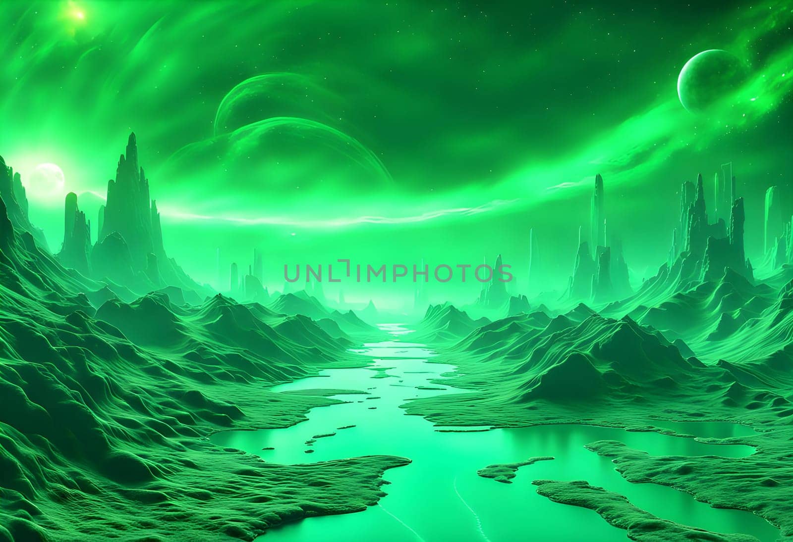 Green Cosmic Gas Background by designbyhassan