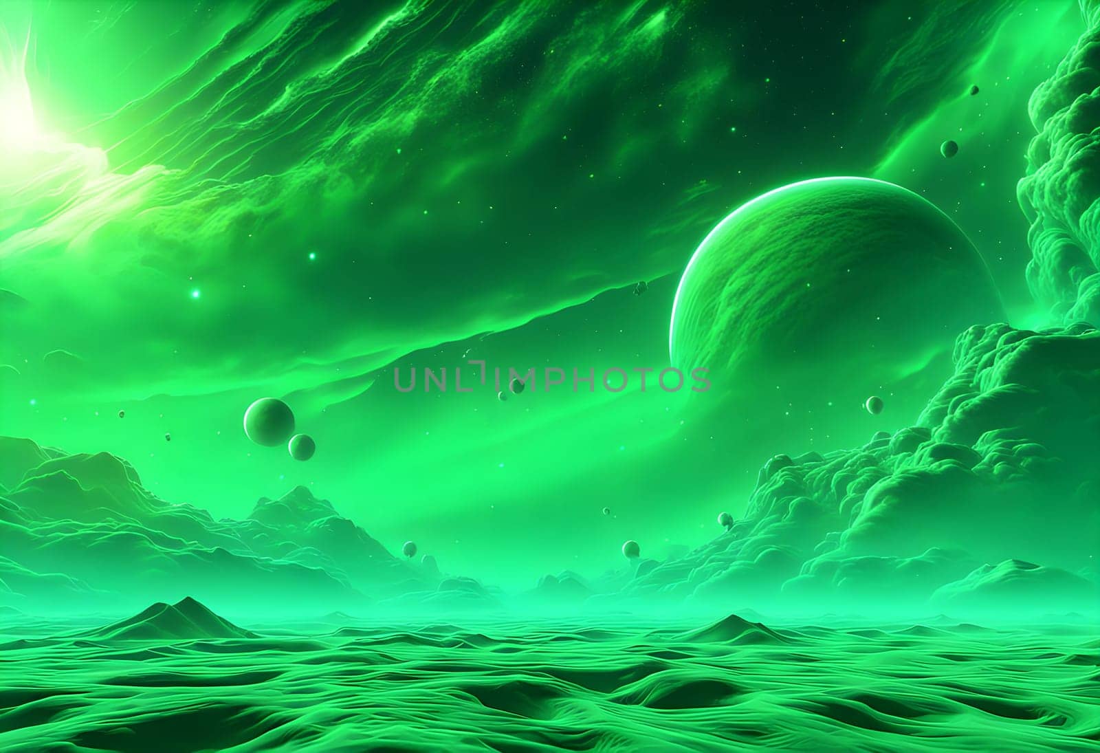 Green Cosmic Gas Background by designbyhassan