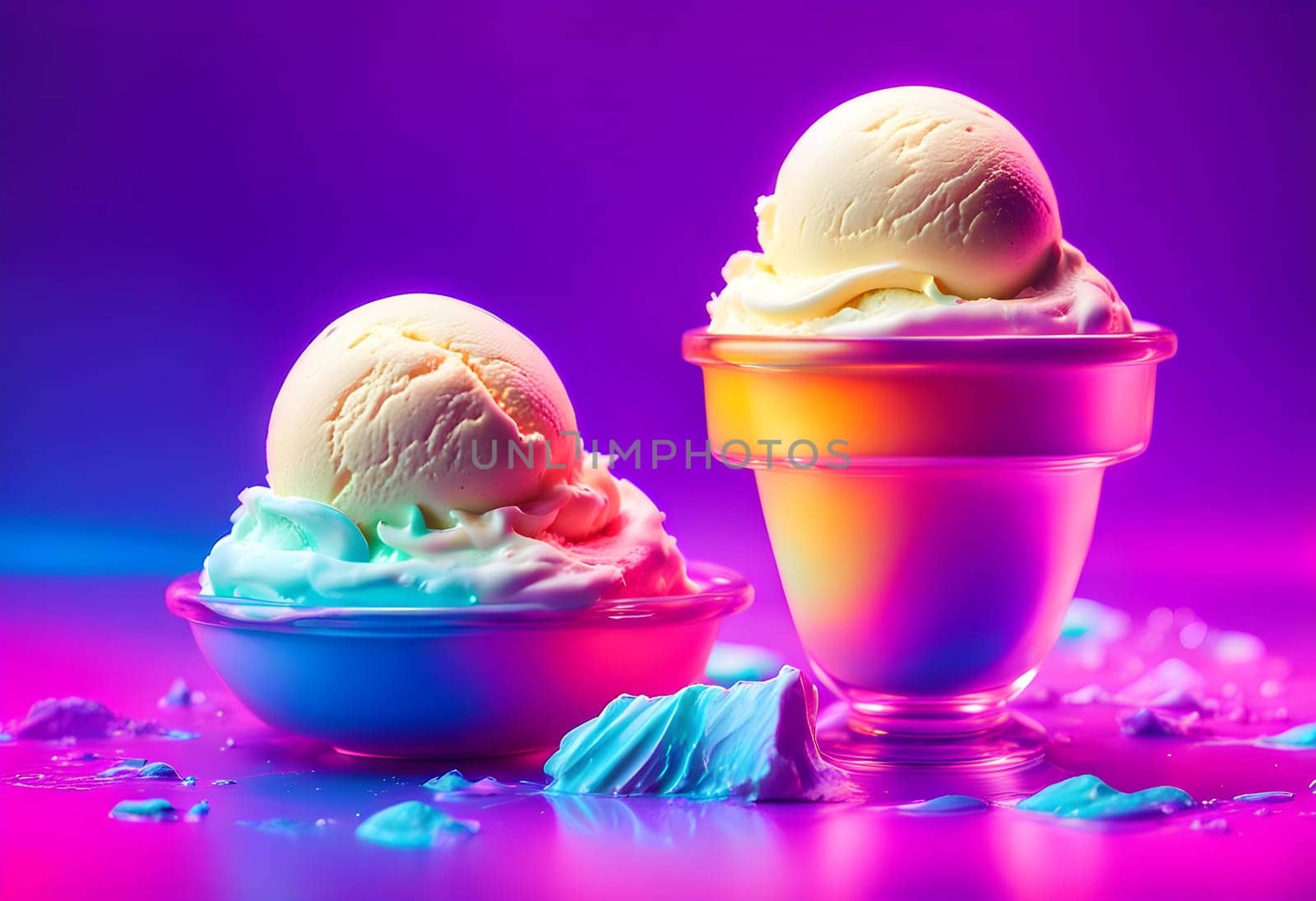 Vanilla ice cream and vibrant bold