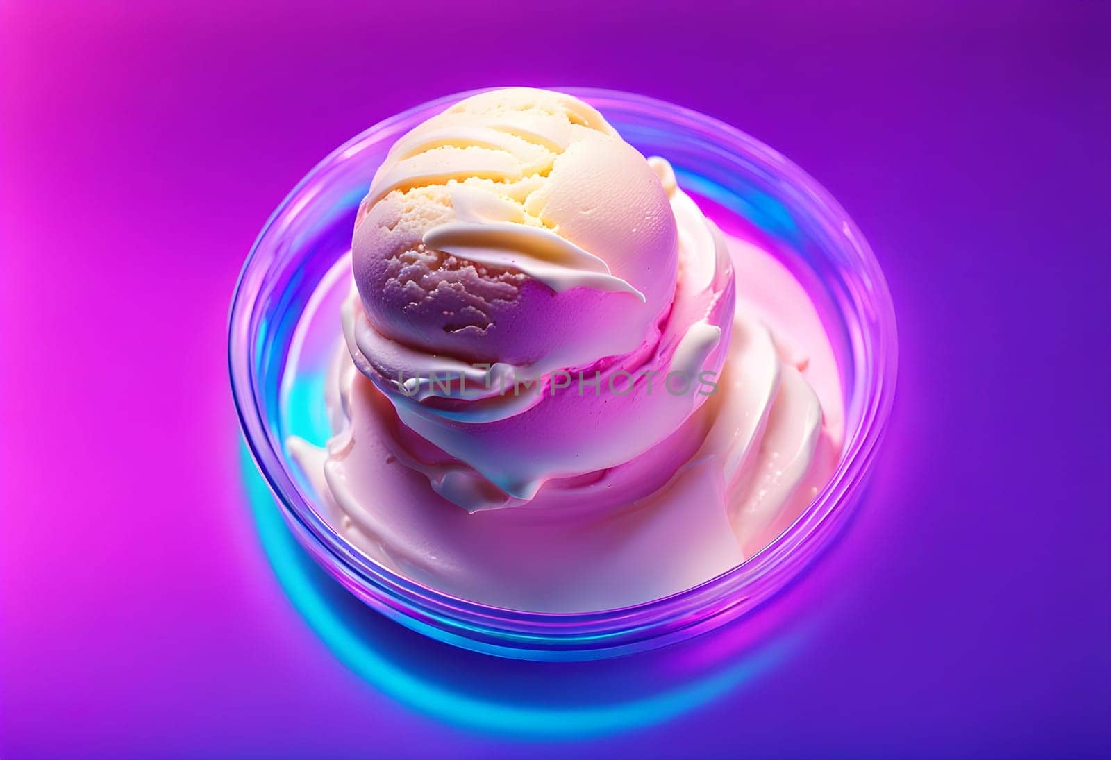 Vanilla ice cream and vibrant bold