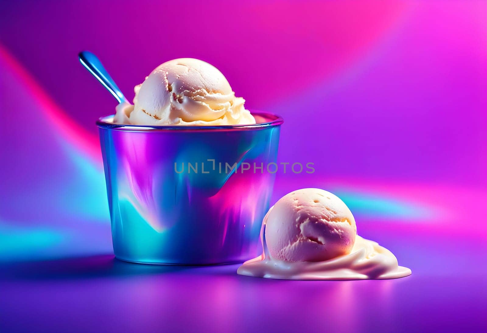 Vanilla ice cream and vibrant bold