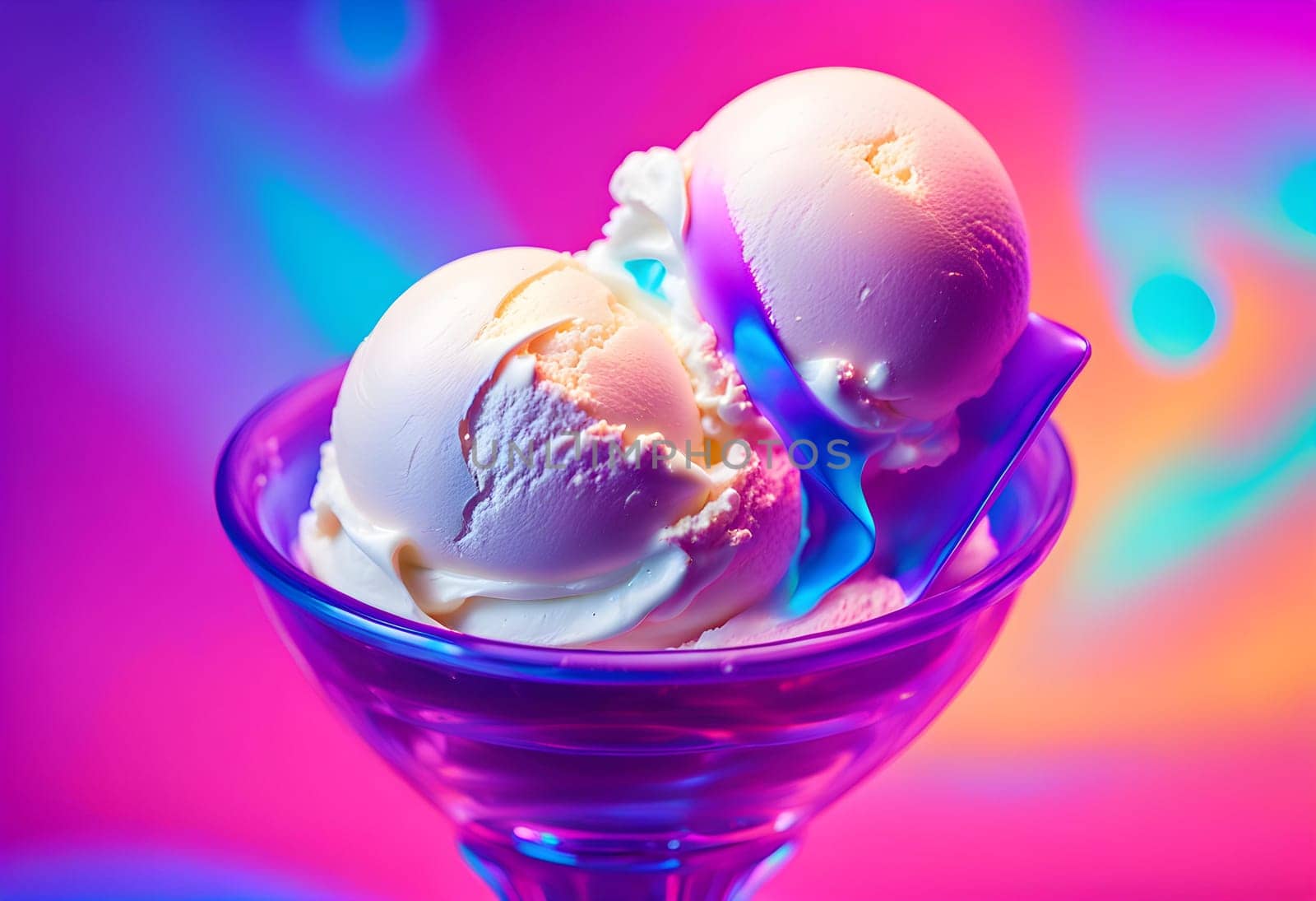 Vanilla ice cream and vibrant bold