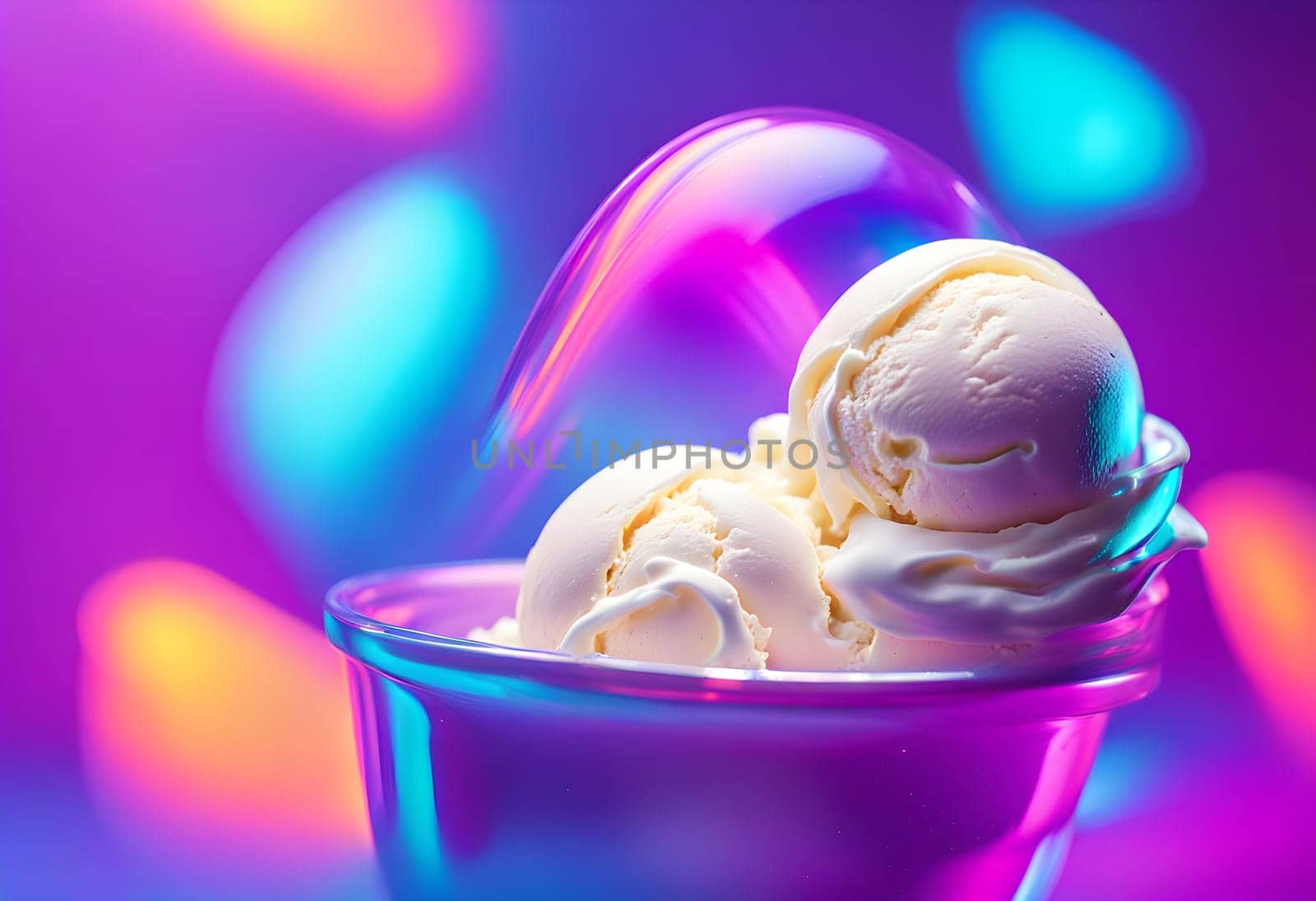 Vanilla ice cream and vibrant bold