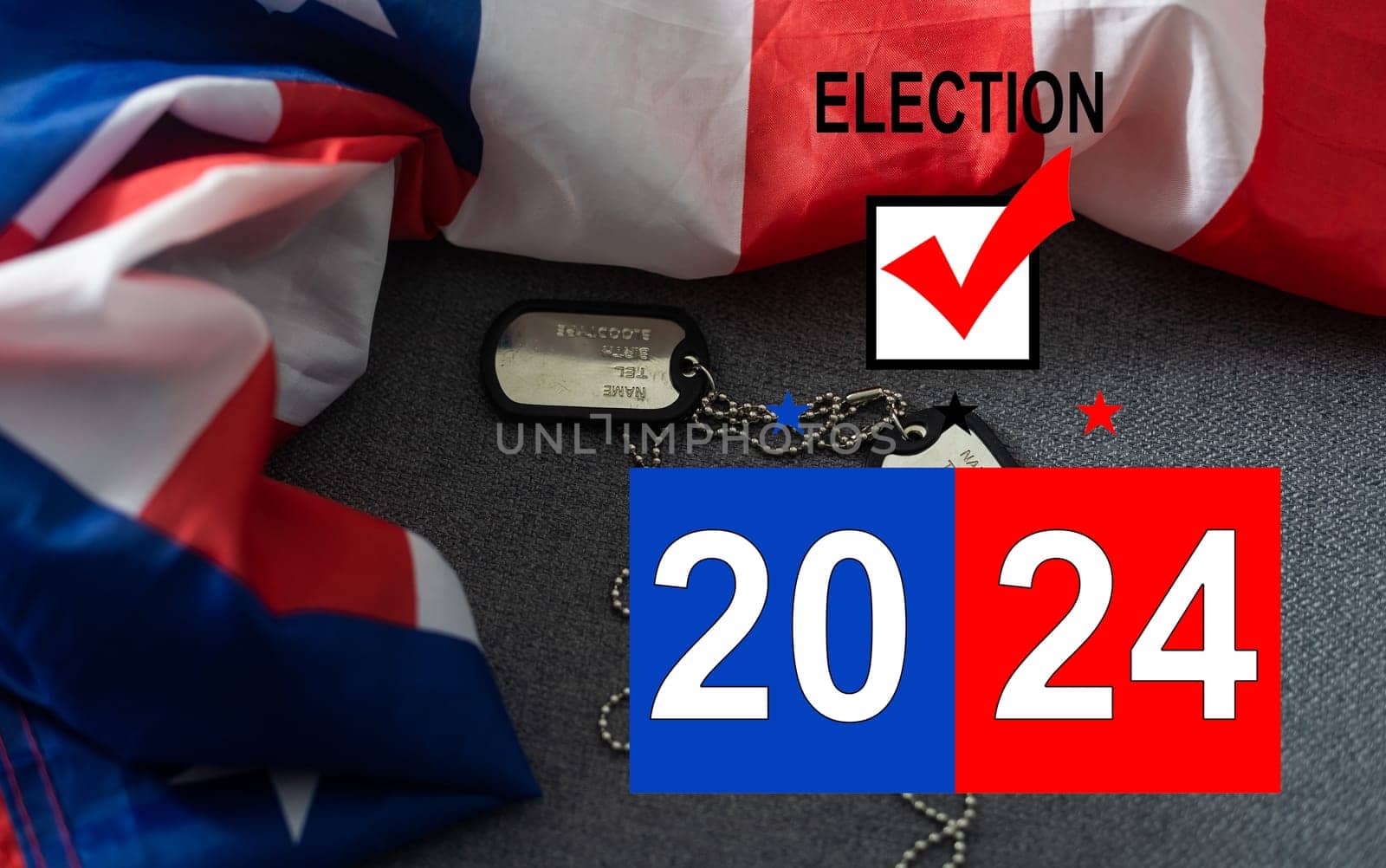 Presidential Election Vote 2024 USA time. army camouflage and badge by Andelov13