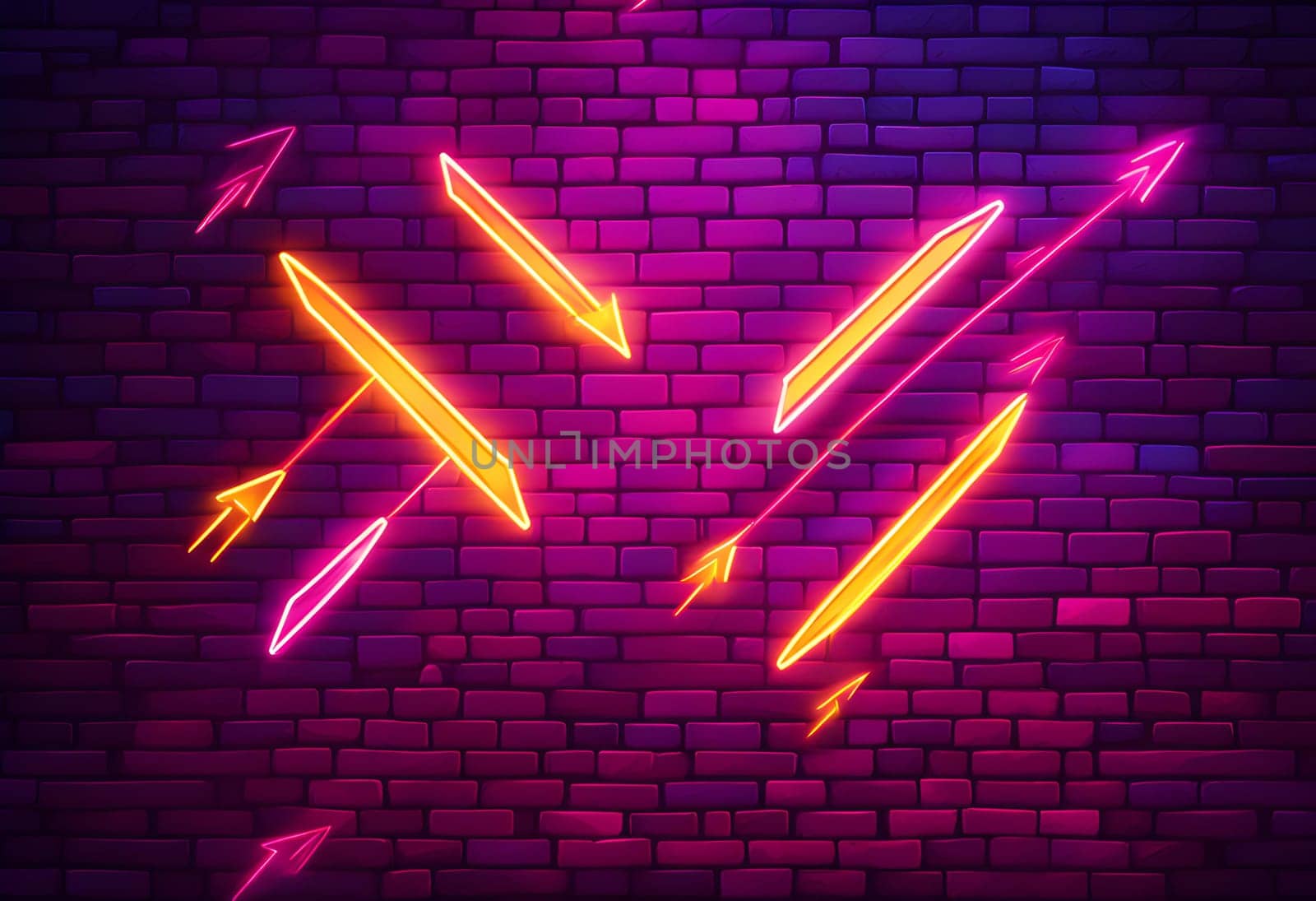 Glowing neon arrows futuristic