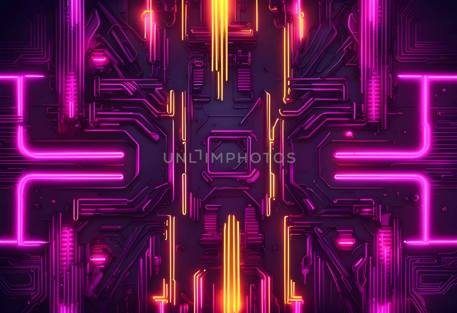 Neon style metal background cyberpunk concept. ai generated