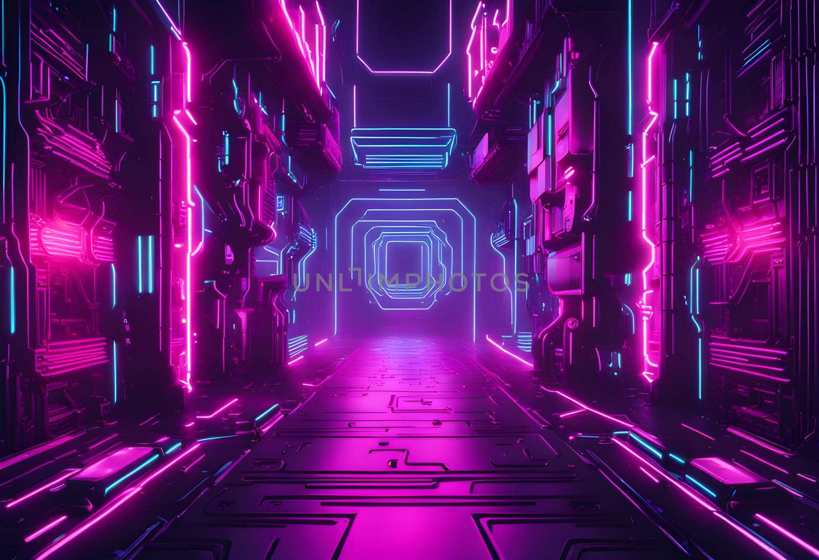 Neon style metal background cyberpunk concept. ai generated