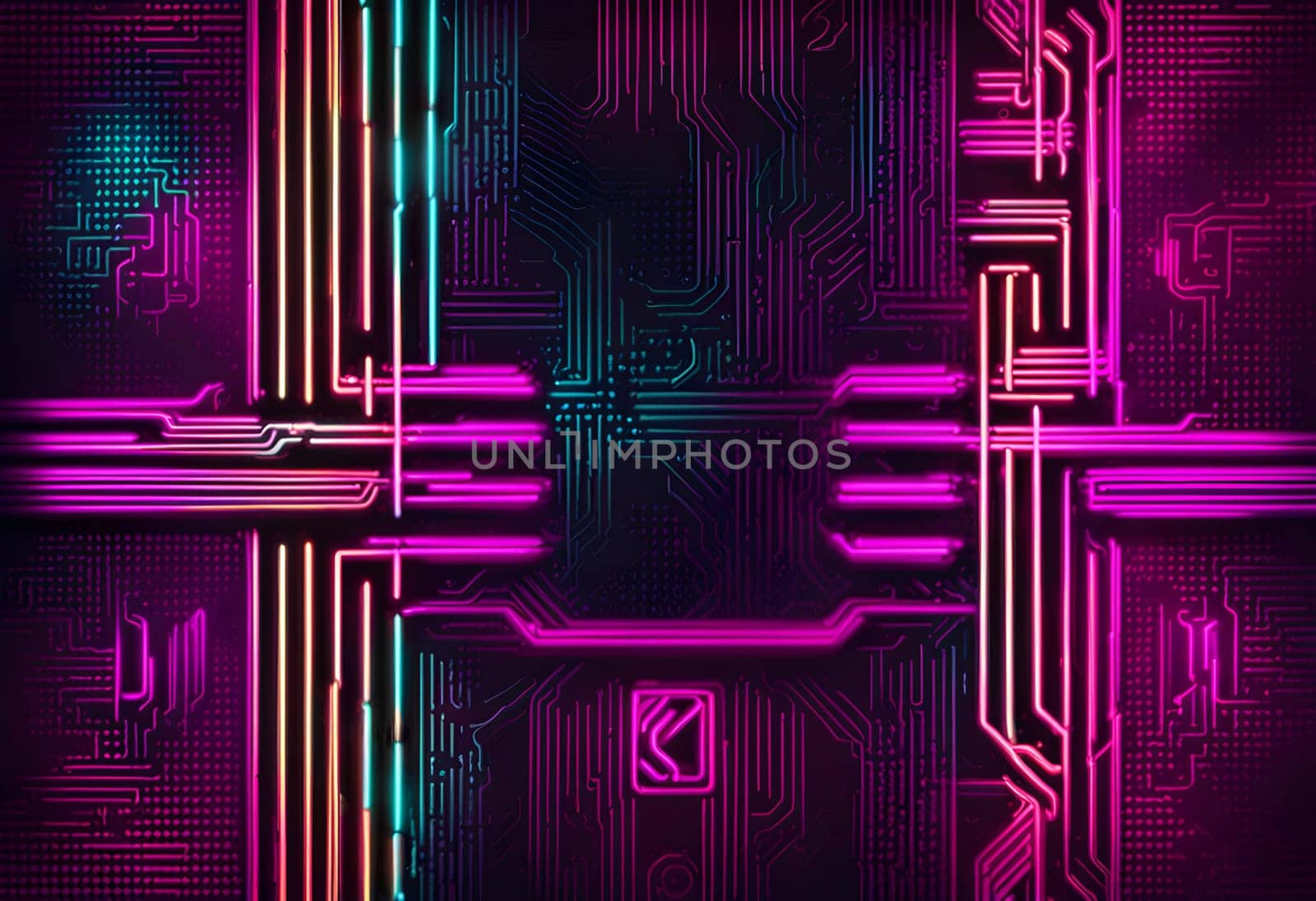 Neon style metal background cyberpunk concept. ai generated