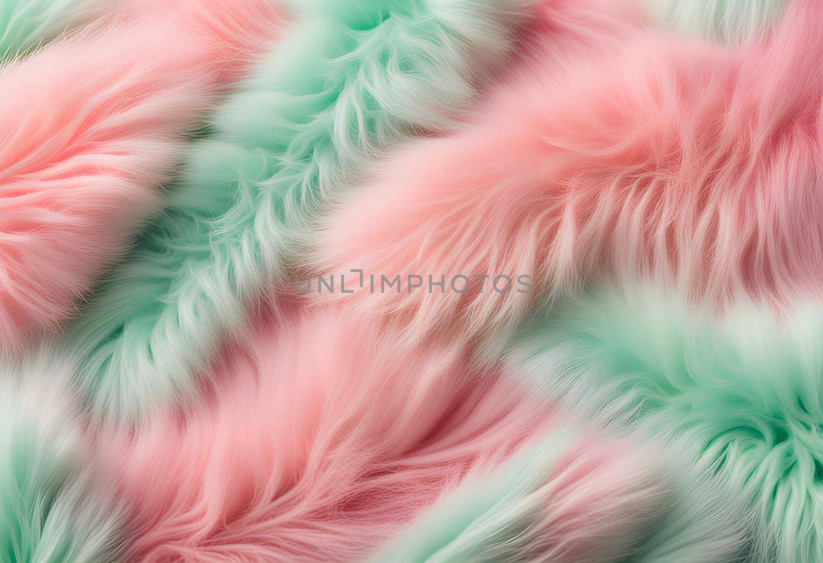 Faux fur detail flat lay gradient pink. Ai generated