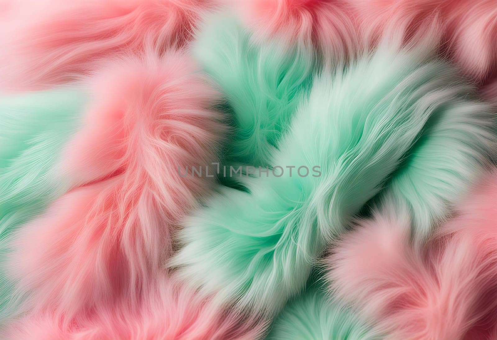 Faux fur detail flat lay gradient pink. Ai generated