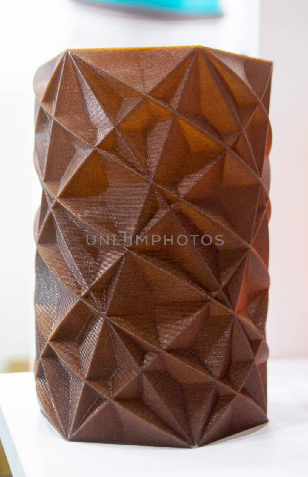 Art object vase printed 3D printer melted brown plastic addition of waste coffee by Mari1408