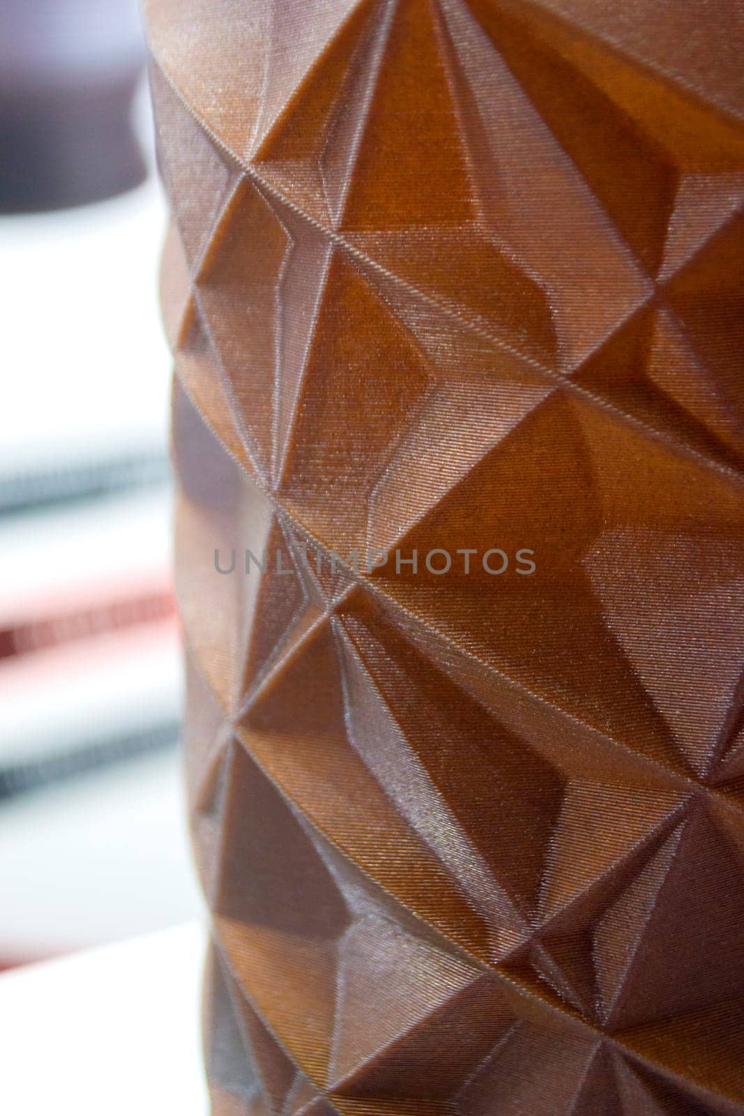 Art object vase printed 3D printer melted brown plastic addition of waste coffee by Mari1408