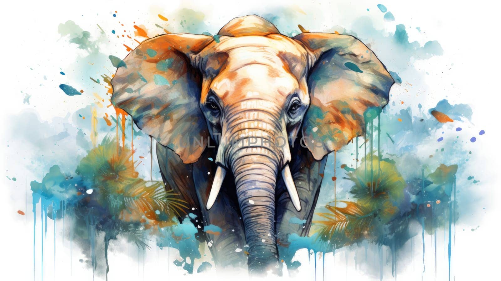 An elephant portrait watercolor illustration