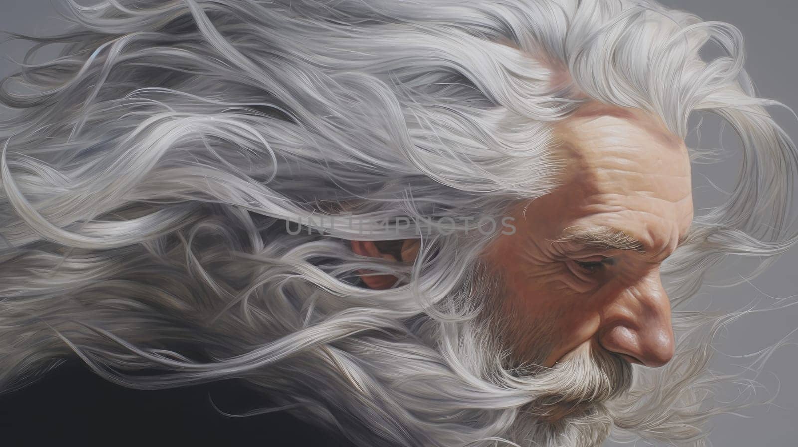 Portrait of man with gray hair, old age concept
