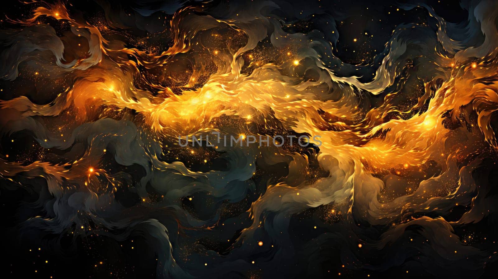 dark sea black ocean and gold abstract wallpaper, ai by rachellaiyl