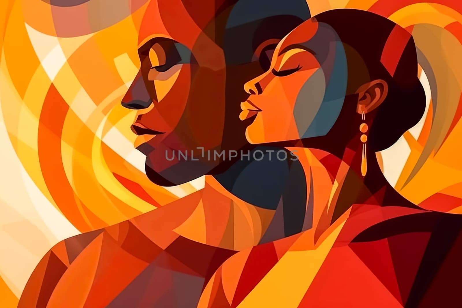 Experience the tender embrace of love with an illustration capturing an African couple sharing a passionate kiss.