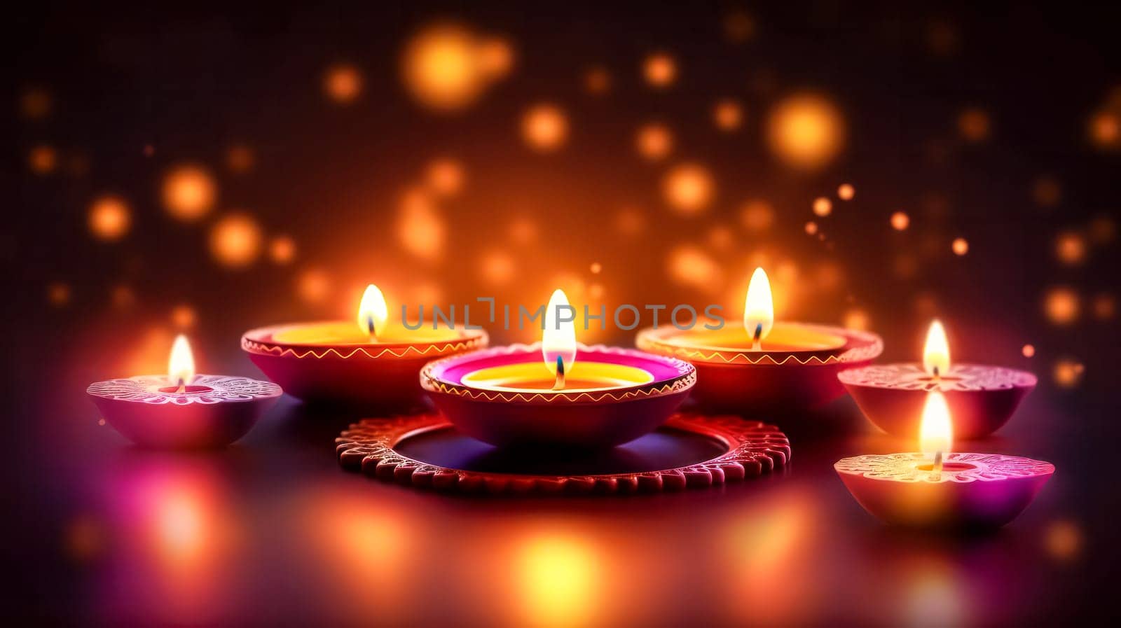 Experience the radiant beauty of Diwali, the Indian festival of lights, with traditional diya oil lamps and bright yellow flowers. Celebrate Diwali in style