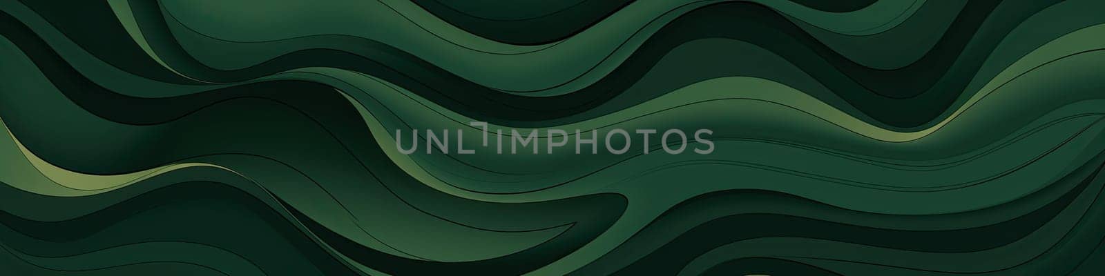 Banner with a green waves background illustration with dark olive drab by Kadula